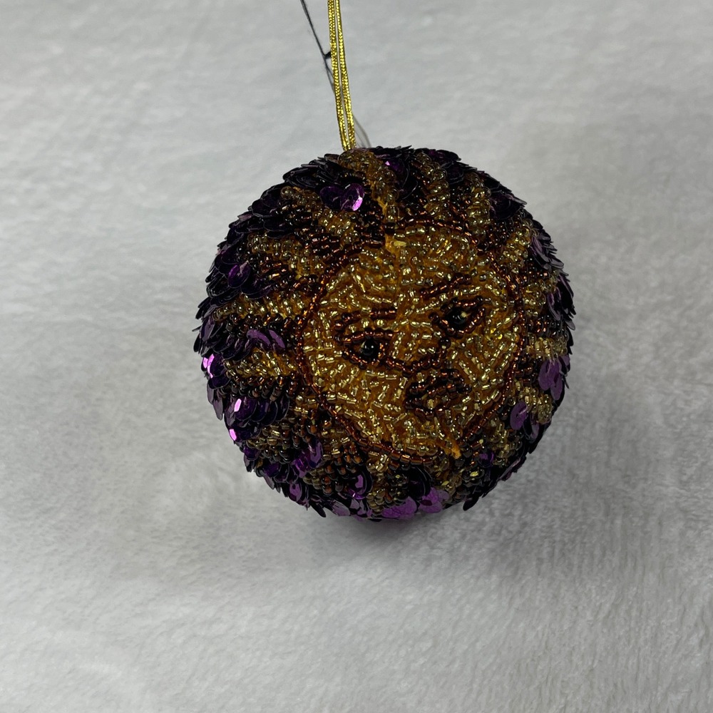 Dept 56 Sun Face Ornament Unisex OS Purple Beaded Sequin Celestial 1994